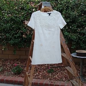 Forever21 Off-White Knit A-Line Dress w/Lace M